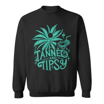 Retro Tanned And Tipsy Beach Summer Vacation On Back Sweatshirt | Mazezy