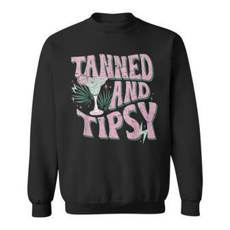 Retro Tanned And Tipsy Beach Summer Vacation Summer Sweatshirt - Monsterry