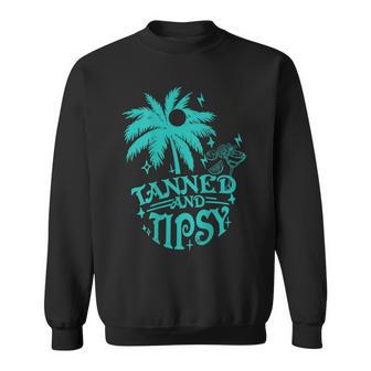 Retro Tanned And Tipsy Cocktail Lover Beach Vacation Sweatshirt - Monsterry