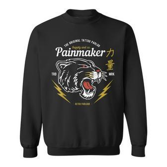 Retro Tattoo Parlor Oldschool Panther Head Sweatshirt - Monsterry