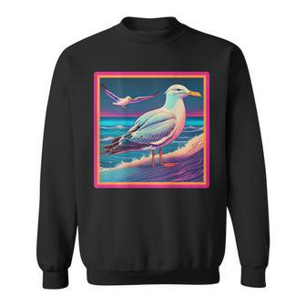 Retro Vaporwave Seagull Sweatshirt - Monsterry DE