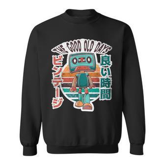 Retro Vintage Mixtape Robot The Good Old Days 80S Music Sweatshirt - Monsterry DE