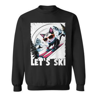 Retro Vintage Ski Cat 80S 90S Skiing Outfit Sweatshirt - Monsterry UK