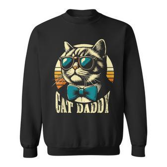 Retro Vintage Sunset Cat Daddy Feline Lover Father's Day Sweatshirt - Thegiftio UK