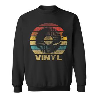 Retro Vinyl Schallplatte Sweatshirt Design, Schwarz Vintage Musik Tee - Seseable