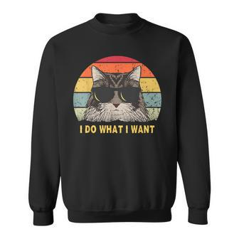 Retro I Do What I Want Cat Vintage Cat Lover Sweatshirt - Thegiftio UK