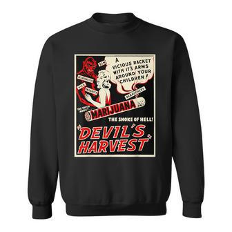 Retro Weed Art-Devil's Harvest Marijuana Weed Propaganda Sweatshirt - Monsterry DE