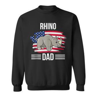 Rhinoceros Us Flag 4Th Of July Father's Day Rhino Dad Sweatshirt - Monsterry CA