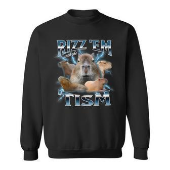 Rizz 'Em With The 'Tism Autism Awareness Meme Capybara Sweatshirt | Mazezy