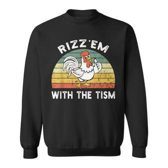 Rizz Em With The Tism Meme Retro Sweatshirt - Monsterry