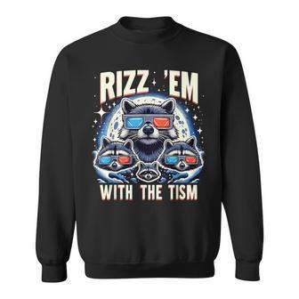 Rizz Em With The Tism Retro Vintage Raccoon Meme Autism Sweatshirt - Monsterry DE