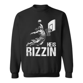 He Is Rizzin Jesus Playing Basketball Meme Sweatshirt - Seseable