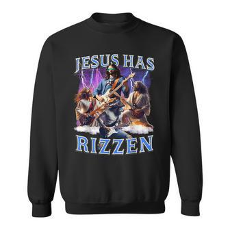 He Is Rizzin Jesus Rocks On Electric Guitar Jesus Has Rizzen Sweatshirt - Seseable
