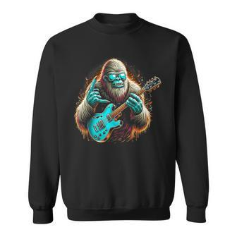 Rock On Bigfoot Playing A Electric Guitar Sasquatch Big Foot Sweatshirt | Mazezy