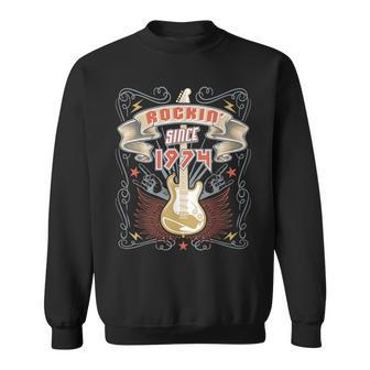 Rock Music Lover Birthday Rockin Since 1974 Sweatshirt - Thegiftio UK