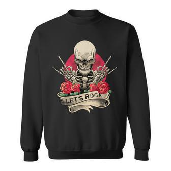 Lets Rock Rock&Roll Skeleton Hand Vintage Retro Rock Concert Sweatshirt - Monsterry DE