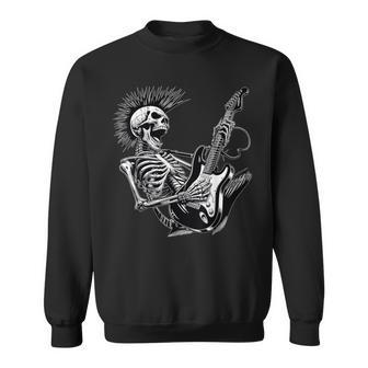 Rock And Roll Skeleton Playing Guitar Sweatshirt | Mazezy