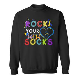 Rock Your Socks Cute 3-21 Trisomy 21 World Down Syndrome Day Sweatshirt - Seseable