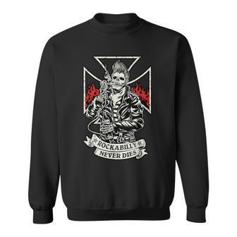 For Rockabillys Never Dies Hipster Skull Sweatshirt - Monsterry CA