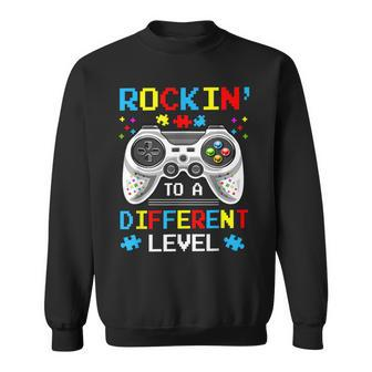 Rockin To Different Level Game Autism Awareness Gaming Gamer Sweatshirt | Mazezy UK