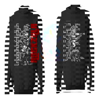 Rockzilla Fierce Kaiju Monster From Japan Playing Guitar Sweatshirt - Thegiftio