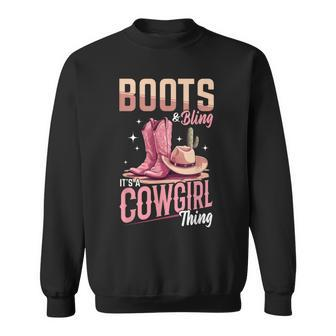 Rodeo Western Country Southern Cowgirl Hat Boots & Bling Sweatshirt - Thegiftio UK