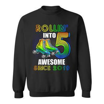 Roller Skating 5Th Birthday Boys Rollin Into 5 Awesome 2019 Sweatshirt - Monsterry UK