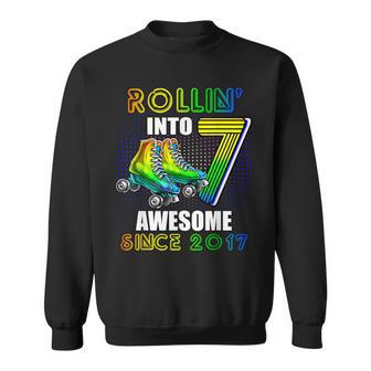 Roller Skating 7Th Birthday Boys Rollin Into 7 Awesome 2017 Sweatshirt - Monsterry CA