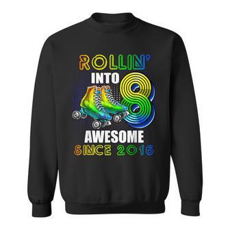 Roller Skating 8Th Birthday Boys Rollin Into 8 Awesome 2016 Sweatshirt - Monsterry DE