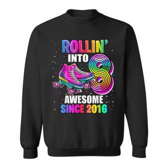 Roller Skating 8Th Birthday Girls Rollin Into 8 Awesome 2016 Sweatshirt | Mazezy CA