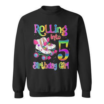 Rollin' Into 5 Roller Skating Rink 5Th Birthday Girls Party Sweatshirt - Seseable