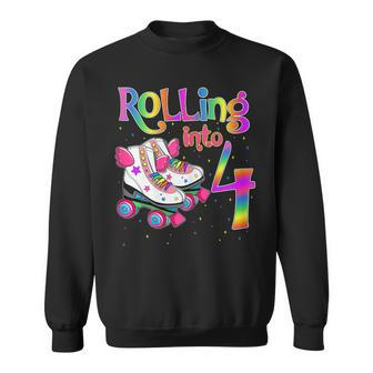 Rolling Into 4 Years Let's Roll I'm Turning 4 Roller Skate Sweatshirt - Monsterry