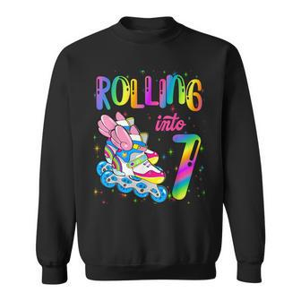 Rolling Into 7 Years Let's Roll I'm Turning 7 Roller Skate Sweatshirt - Monsterry