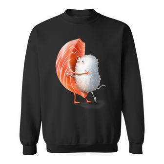Romantic Japanese Salmon Sushi Hug And Kiss On Valentine Day Sweatshirt - Monsterry DE