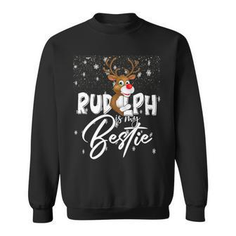 Rudolph Is My Bestie Cute Reindeer Christmas Sweatshirt - Monsterry
