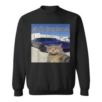 Rule 1 Always Boss Up Cat Meme For Women Sweatshirt | Mazezy