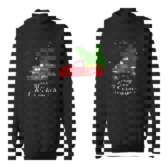 Rustic Retro Farm Car Truck Wagon Christmas Fir Tree Snow Sweatshirt - Monsterry