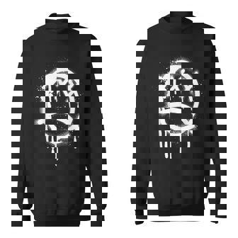 Sad Face Black Graffiti Spray Pattern Sweatshirt - Thegiftio