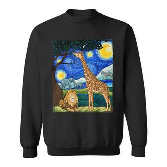 Safari Night Zoo Animal Giraffe Lion Animal Lover Sweatshirt - Monsterry DE