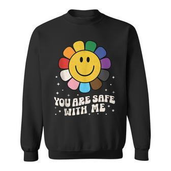 You Are Safe With Me Lgbtq Pride Ally You’Re Safe Smile Face Sweatshirt - Monsterry CA