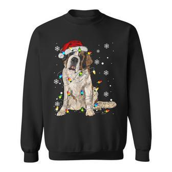 Saint Bernard Dog Santa Christmas Tree Lights Pajama Xmas Sweatshirt - Thegiftio UK