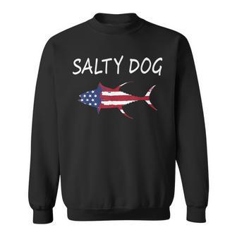 Salty Dog American Flag Tuna Saltwater Ocean Game Fish Sweatshirt - Monsterry
