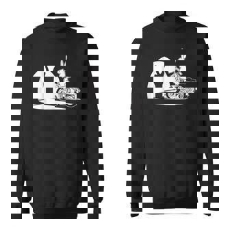 Salut Motard Humour Ombre Chinoise Lapin Main Moto Vintage Sweater e - Cadeauxyz