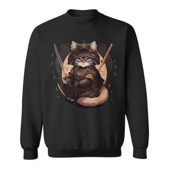 Samurai Cat Warrior Japanese Ninja Cat Kawaii Sweatshirt - Monsterry UK