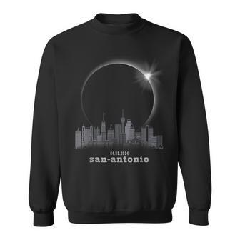 San Antonio Tx Skyline Silhouette Total Solar Eclipse 2024 Sweatshirt - Seseable