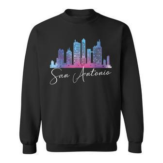 San Antonio Watercolor Skyline Texas State Sweatshirt - Monsterry AU