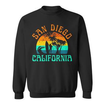 San Diego California Beach Surf Summer Vacation Girl Vintage Surfer Sweatshirt | Mazezy
