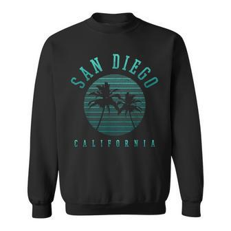 San Diego California Vintage Palm Trees Beach Summer Sweatshirt - Monsterry