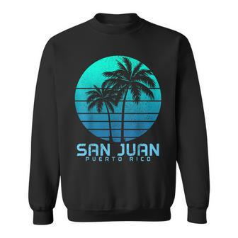San Juan Puerto Rico Vintage Palm Trees Beach Souvenir Pride Sweatshirt - Monsterry
