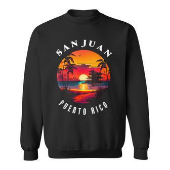 San Juan Puerto Rico Vintage Graphic Retro 70S Sunset Beach Sweatshirt - Seseable